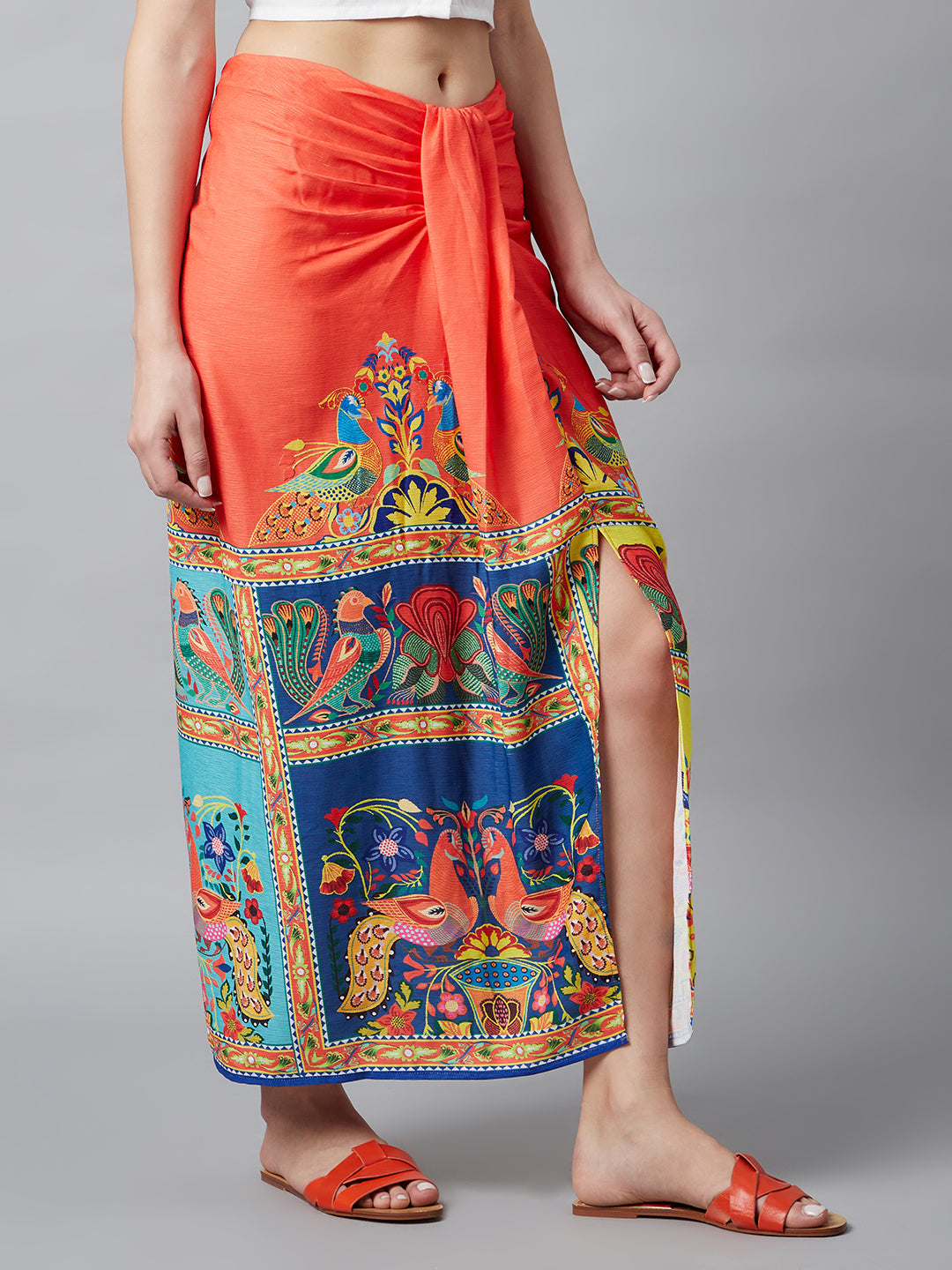 Digital Print Front Slit Skirt