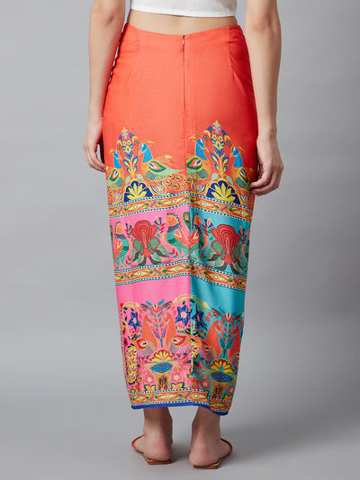 Digital Print Front Slit Skirt