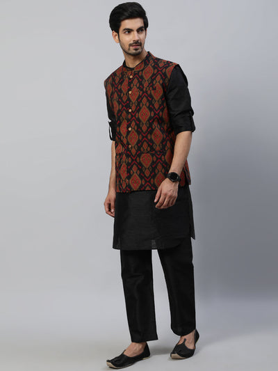 Black Kurta Pyjama With Nehru Jacket