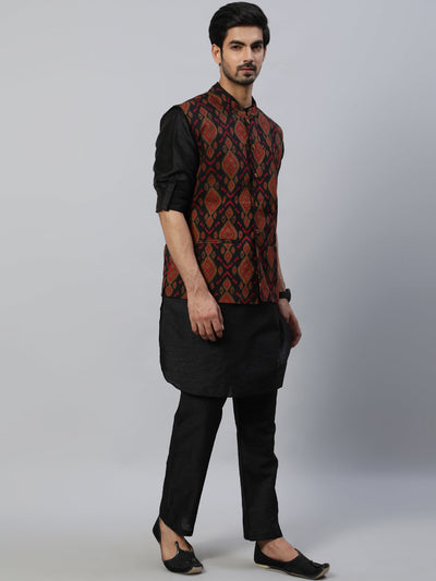 Black Kurta Pyjama With Nehru Jacket