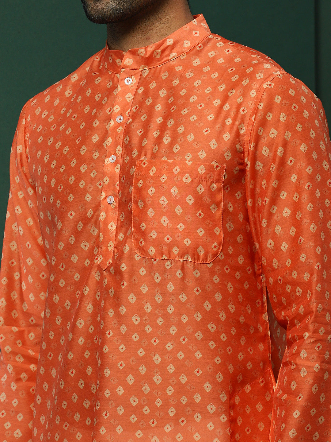 Orange Digital Print Long Kurta