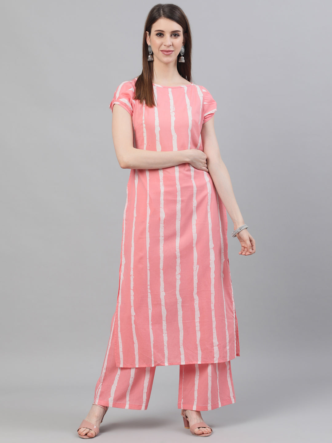 Pink Striped Kurta Palazzo