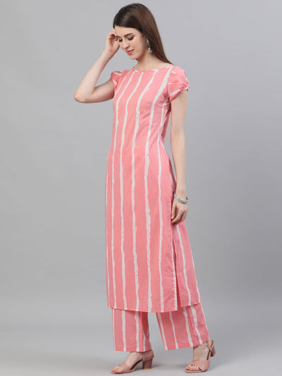 Pink Striped Kurta Palazzo