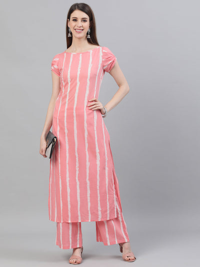 Pink Striped Kurta Palazzo