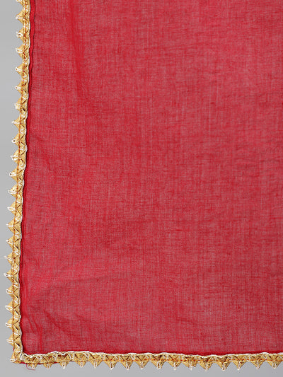 Red Gold Printed Lehenga Choli With Dupatta