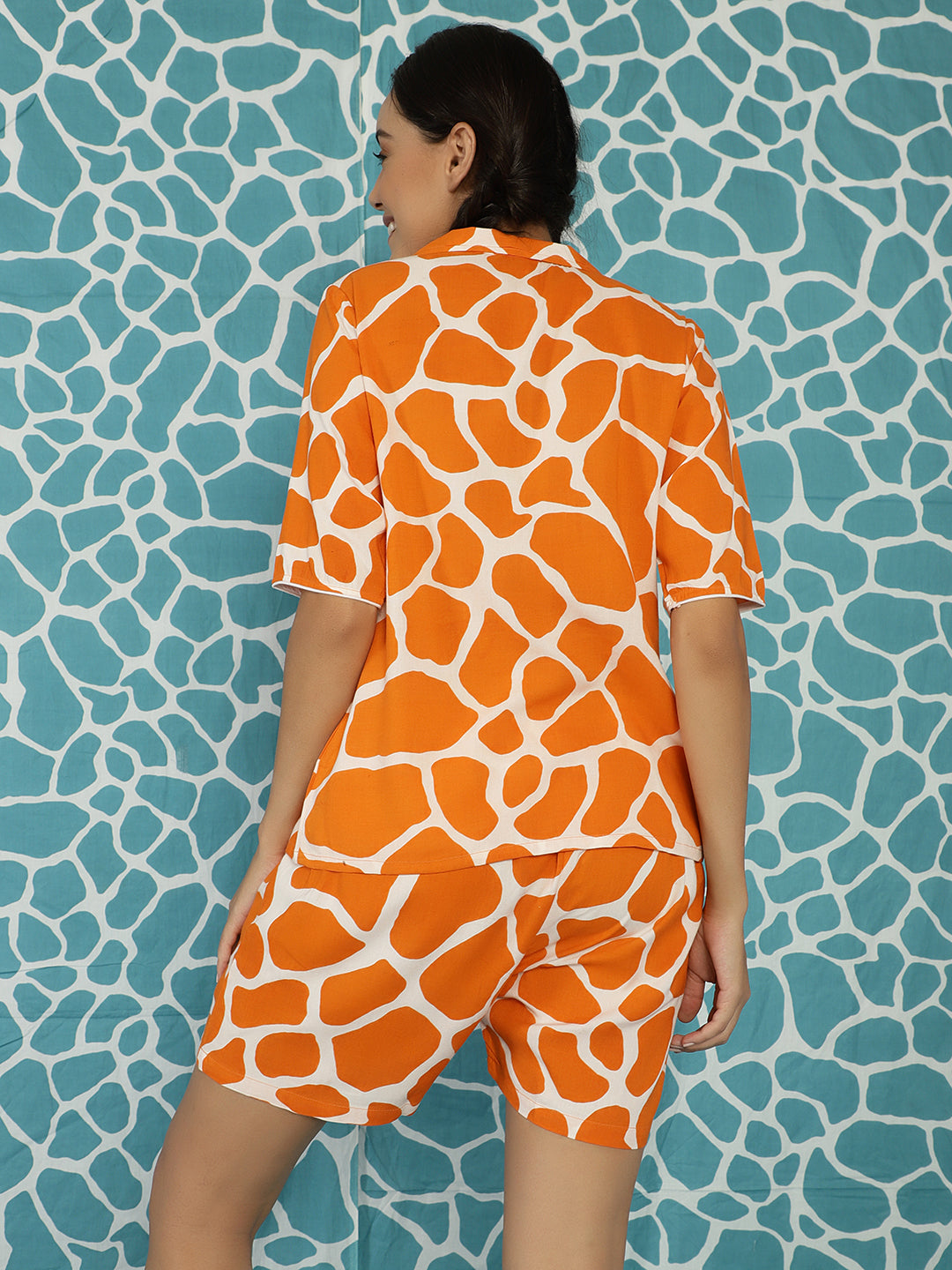 Orange Animal Print Nightwear Set