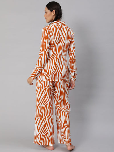 Orange Animal Printed Night Suit