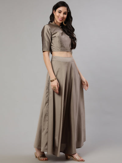 Grey Lehenga Choli With Dupatta