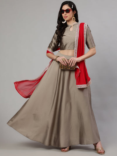 Grey Lehenga Choli With Dupatta