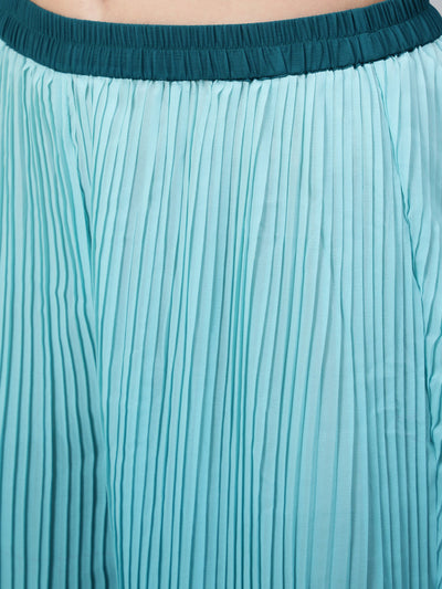 Green Pleated Top With Palazzo