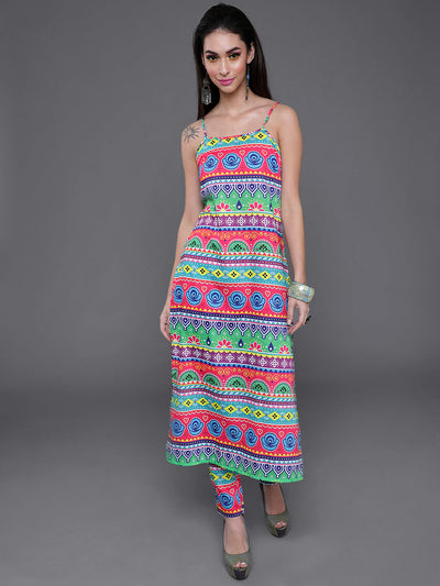 Multicolor Floral Print Kurta With Pant