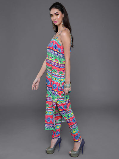 Multicolor Floral Print Kurta With Pant