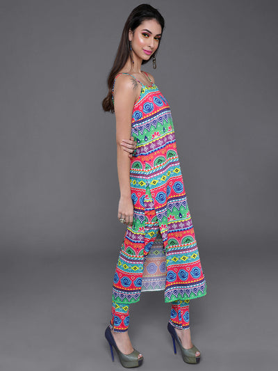 Multicolor Floral Print Kurta With Pant