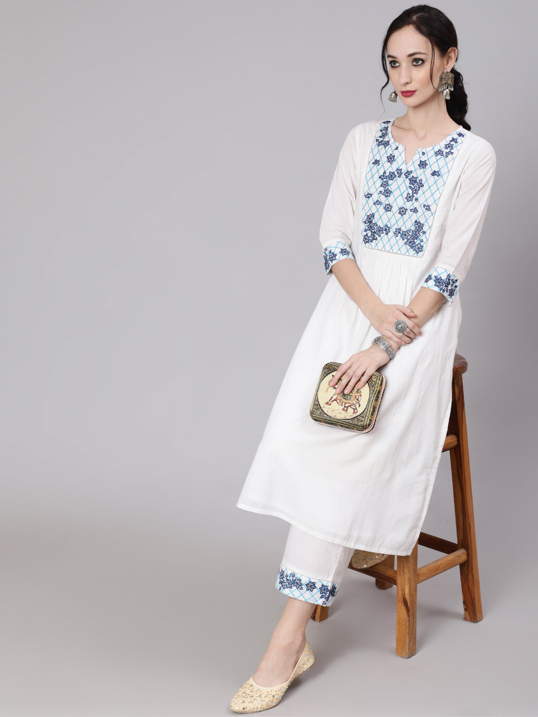 White Embroidered Kurta & Palazzo