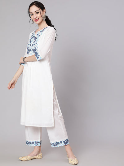 White Embroidered Kurta & Palazzo