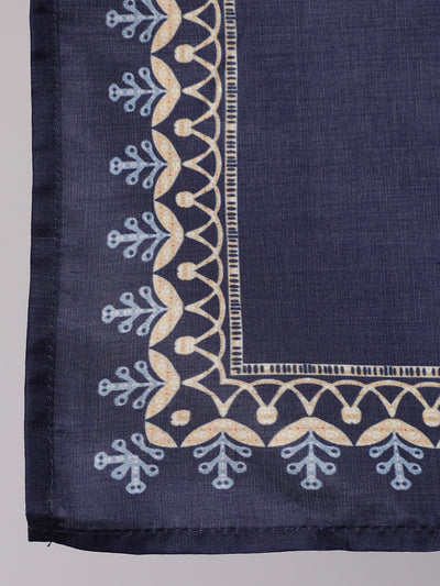 Navy Blue Digital Print Kurta Palazzo With Dupatta