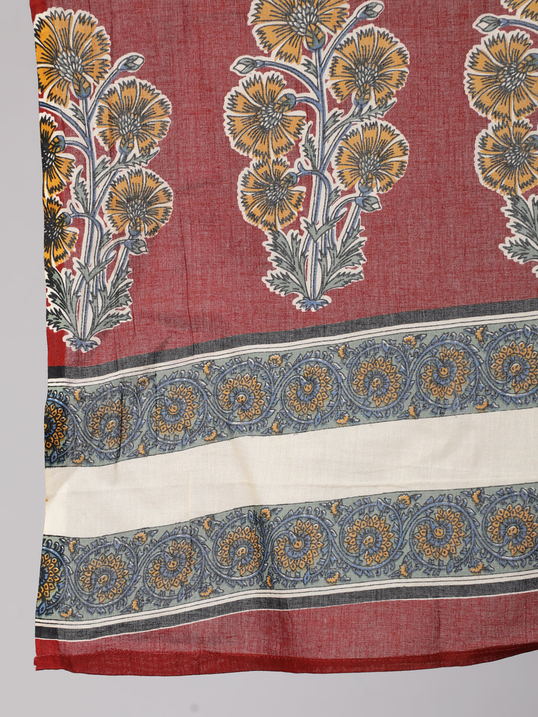 Maroon Kalamkari Print Kurta Salwar With Dupatta