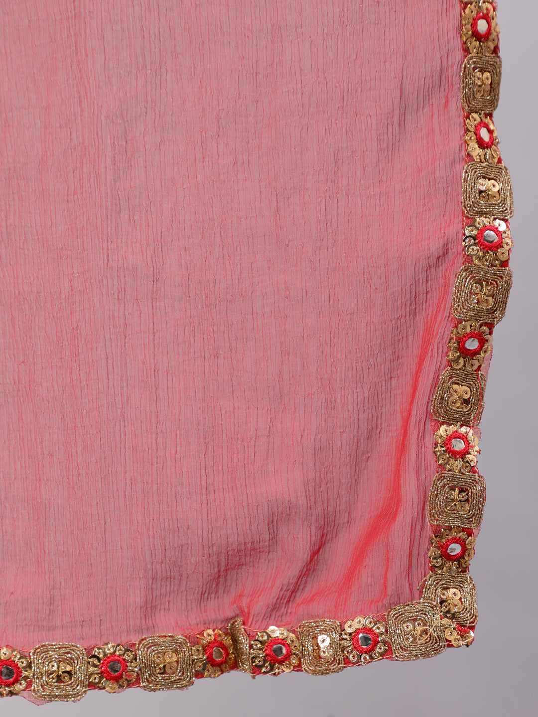 Red Woven Design Kurta Palazzo With Dupatta