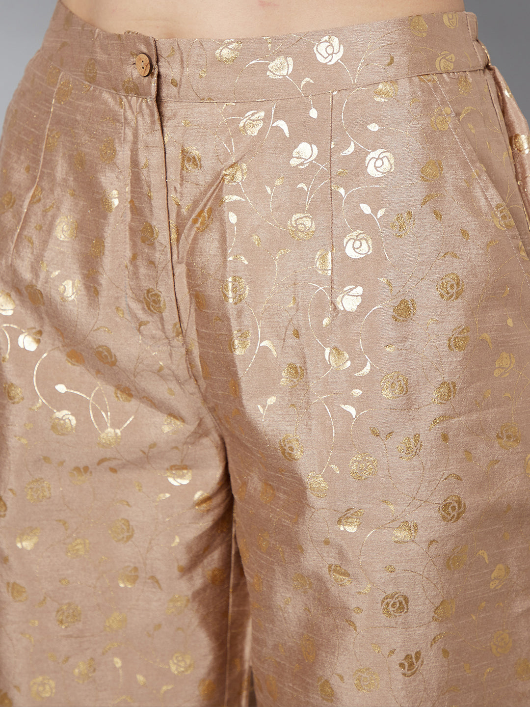 Gold Foil Printed Shirt With Palazzo