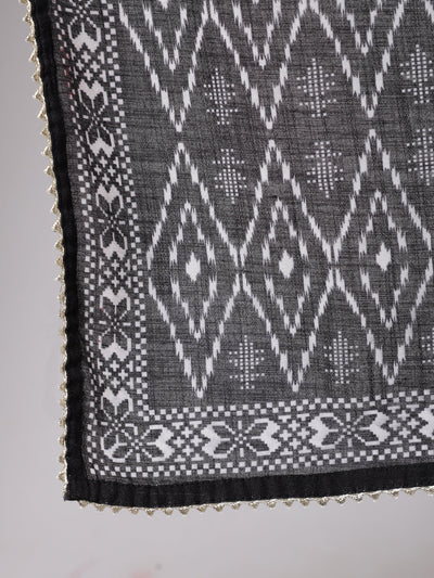 Black & White Geometric Print Kurta Palazzo With Dupatta