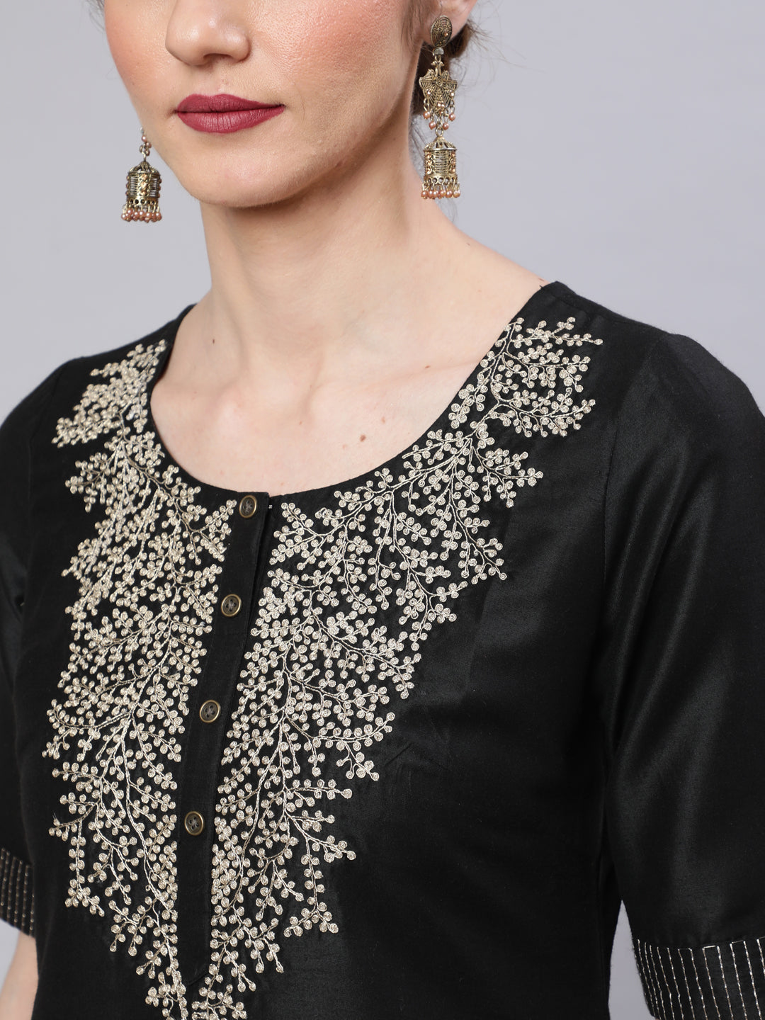 Black Embroidered Kurta With Palazzo