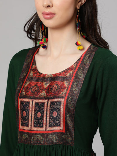 Green Printed Nyra-Cut Kurta Palazzo With Dupatta