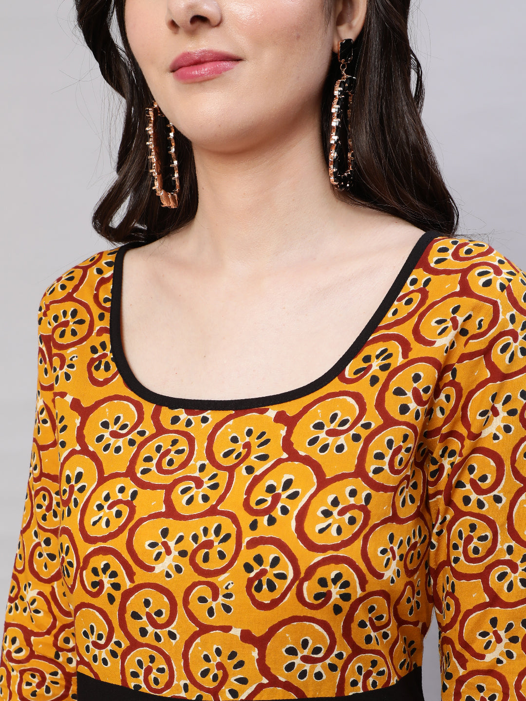 Mustard Printed Anarkali With Balloon Palazzo