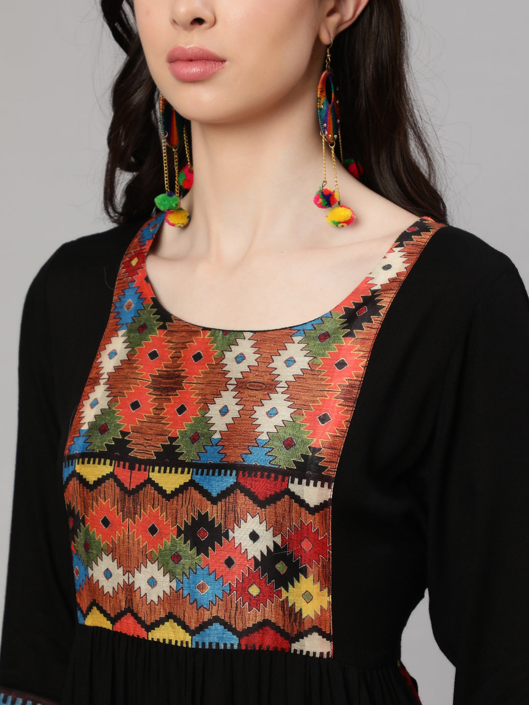 Black Printed Kurta Palazzo With Dupatta