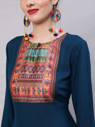 Blue Printed Kurta Pant With Dupatta