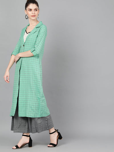 Green Checked Long Jacket