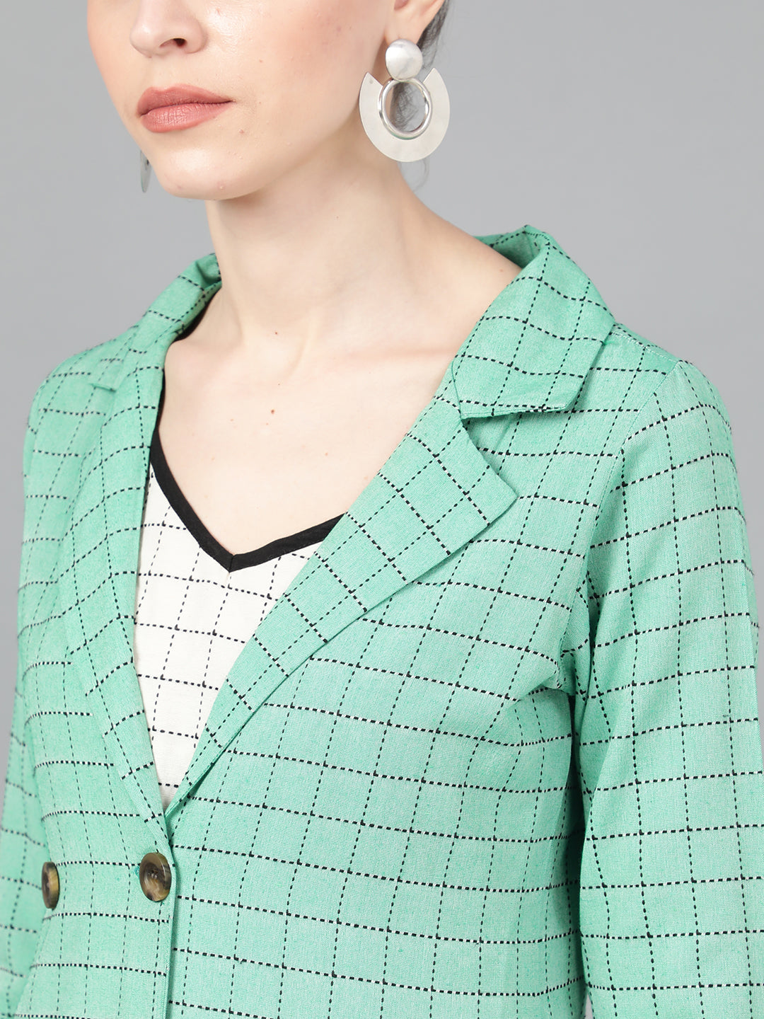 Green Checked Long Jacket