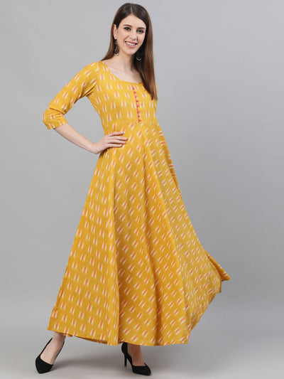 Yellow Ikat Designed Maxi Dress