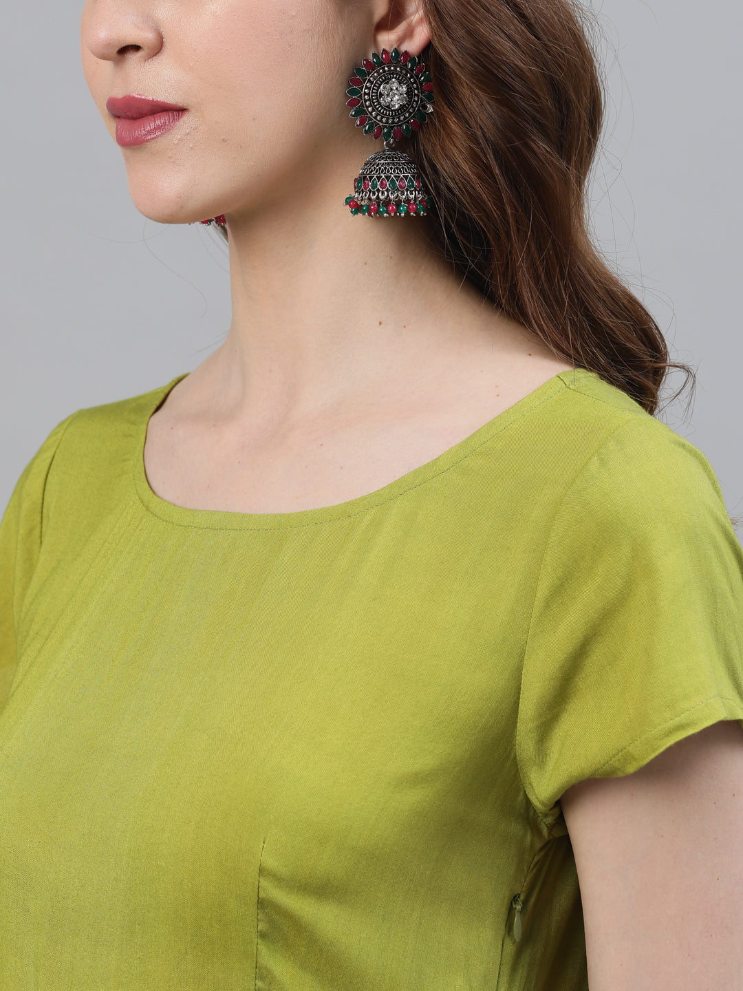 Green Tie & Dye Fit And Flare Dress