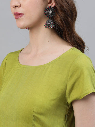 Green Tie & Dye Fit And Flare Dress