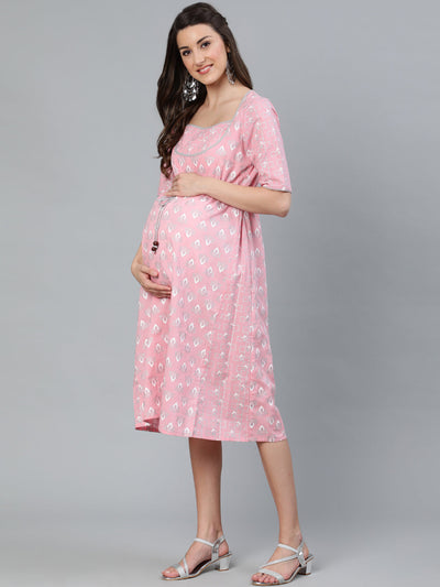 Pink Printed Empire Dress