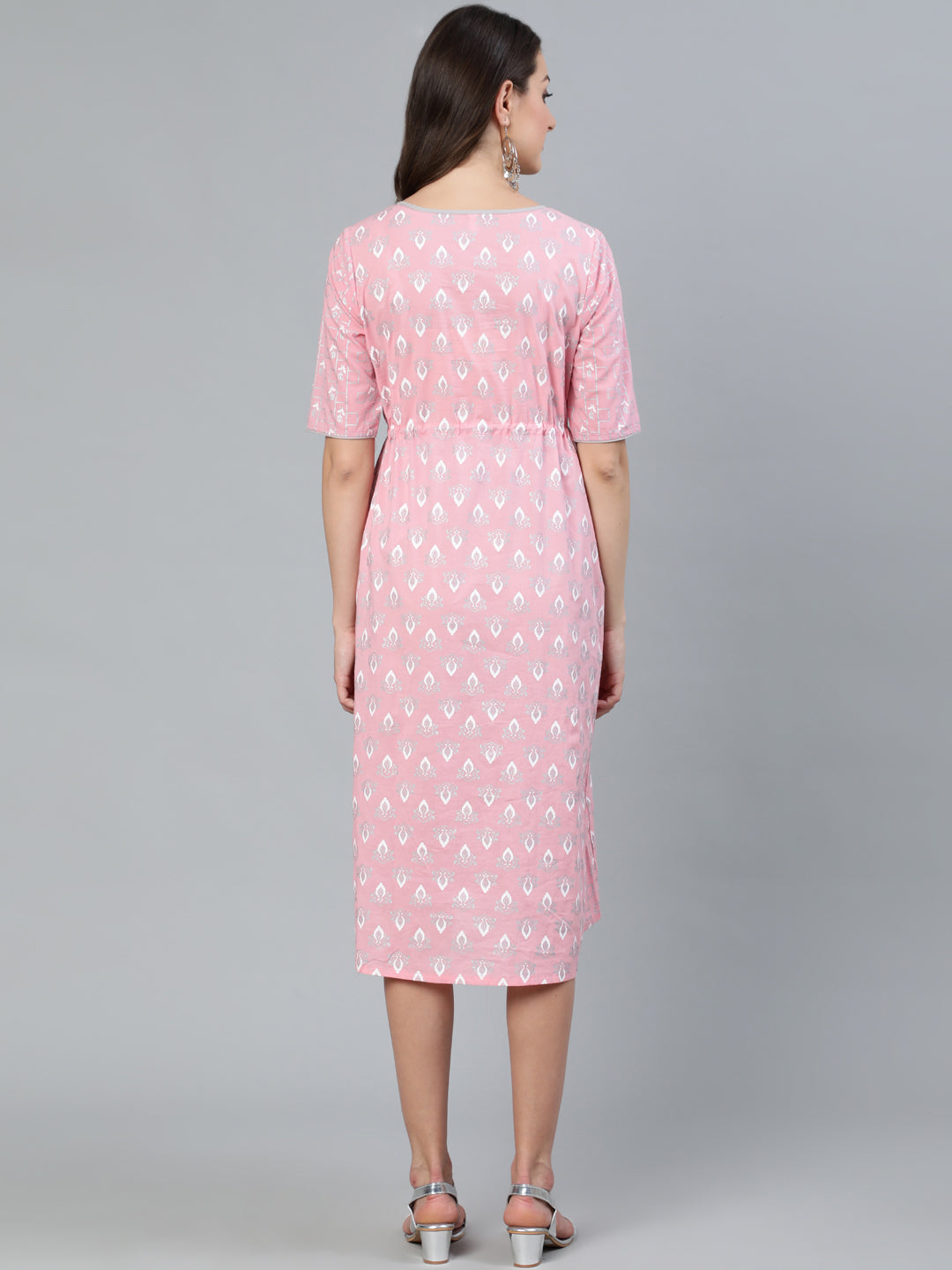 Pink Printed Empire Dress