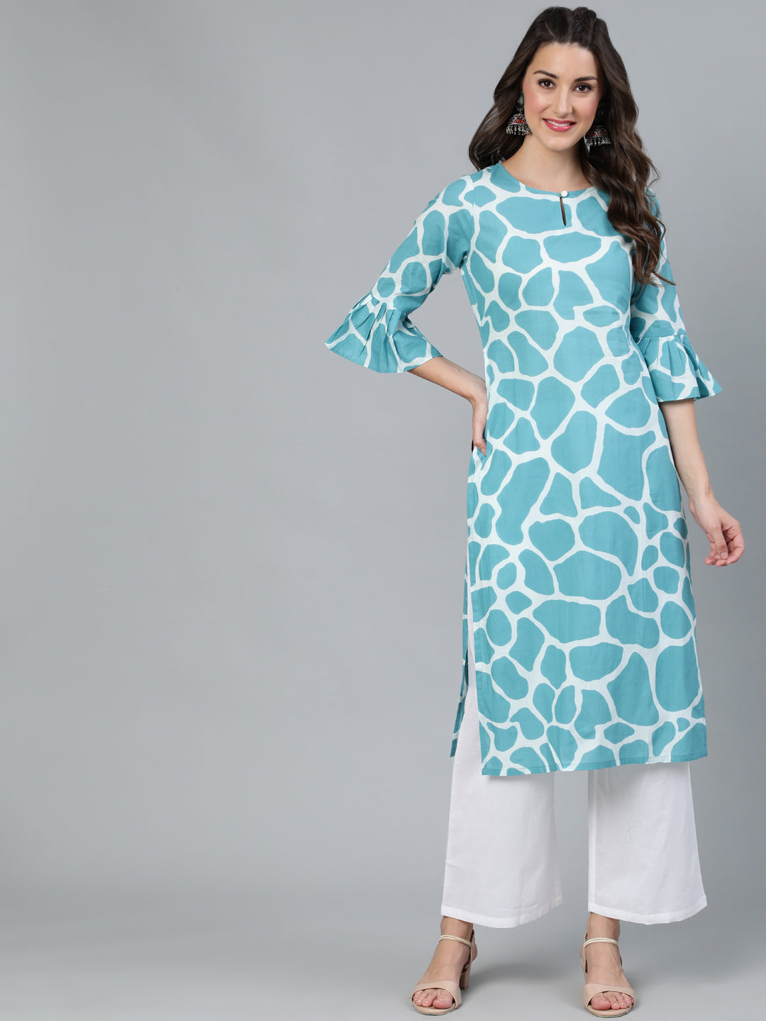 Blue Animal Print Kurta