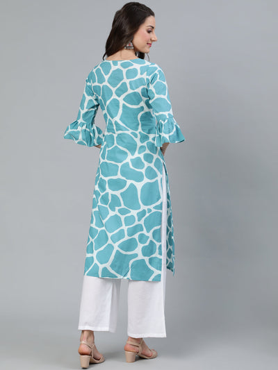 Blue Animal Print Kurta