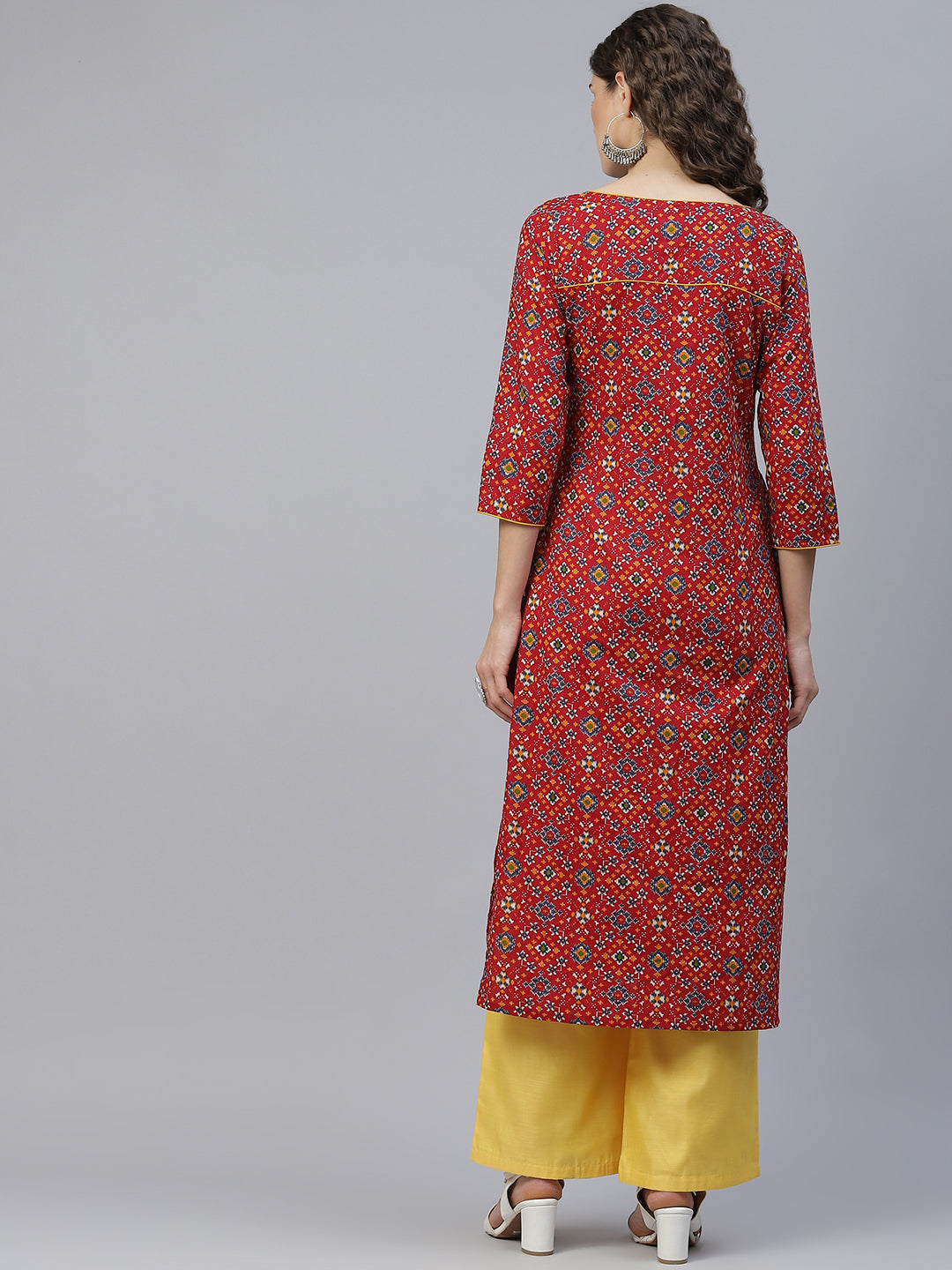 Red Patola Print Straight Kurta