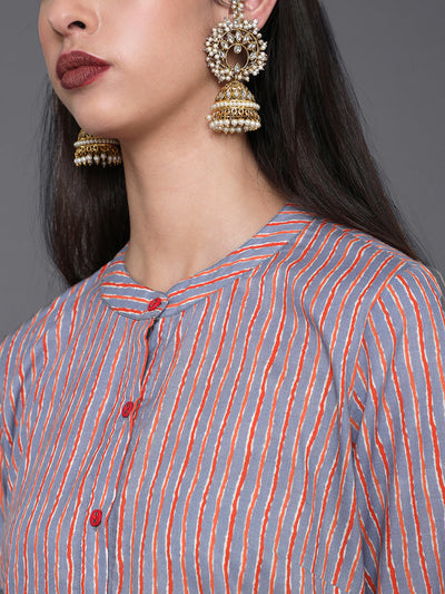 Red Striped Straight Kurta