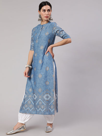 Blue Printed Long Kurta