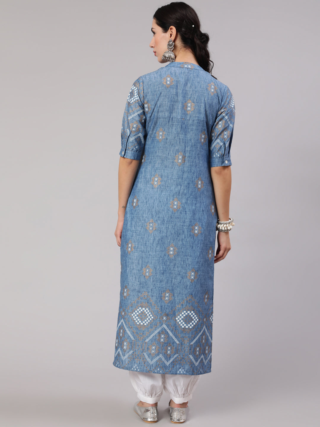 Blue Printed Long Kurta