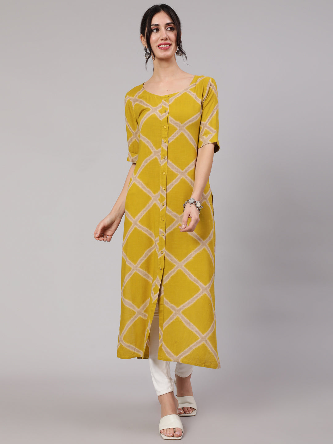 Mustard Button Down Kurta