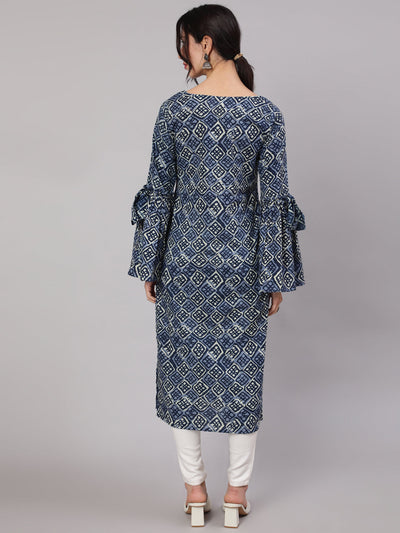 Blue & White Printed Kurta