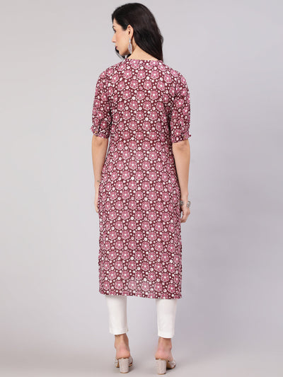 Purple Floral Print Lurex Kurta