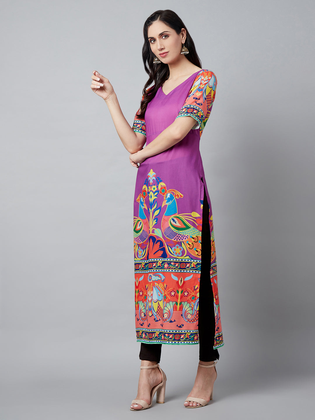 Purple Digital Printed Kurta