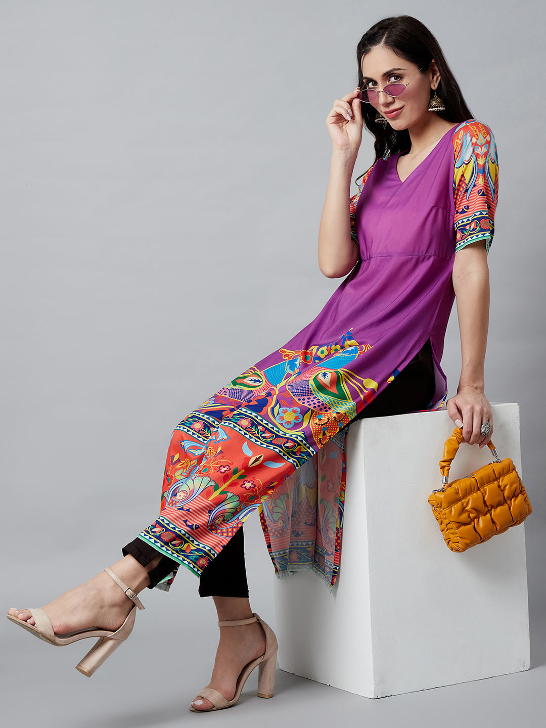 Purple Digital Printed Kurta