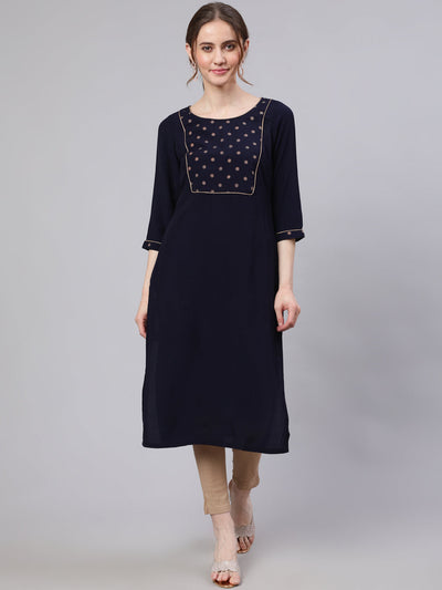 Navy Blue Straight Kurta