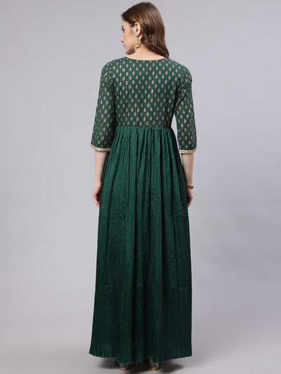 Green Pleated Maxi Dress