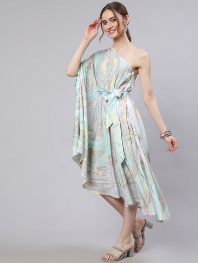 Multicolor Marble Print Dress